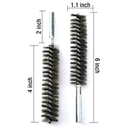 Ctsyuqoo 6pcs Pipe Cleaning Brush Set Stainless Steel Bristles, Stainless Steel Pipe Brush for Auto Parts, Guns, Tubes, Etc. (1 1/10"(28mm))