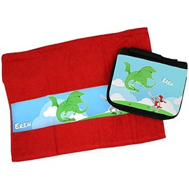 Eurofoto Towel and Wash Bag Set with Name Eren and Knight Motif for Boys | Towel and Wash Bag Printed |