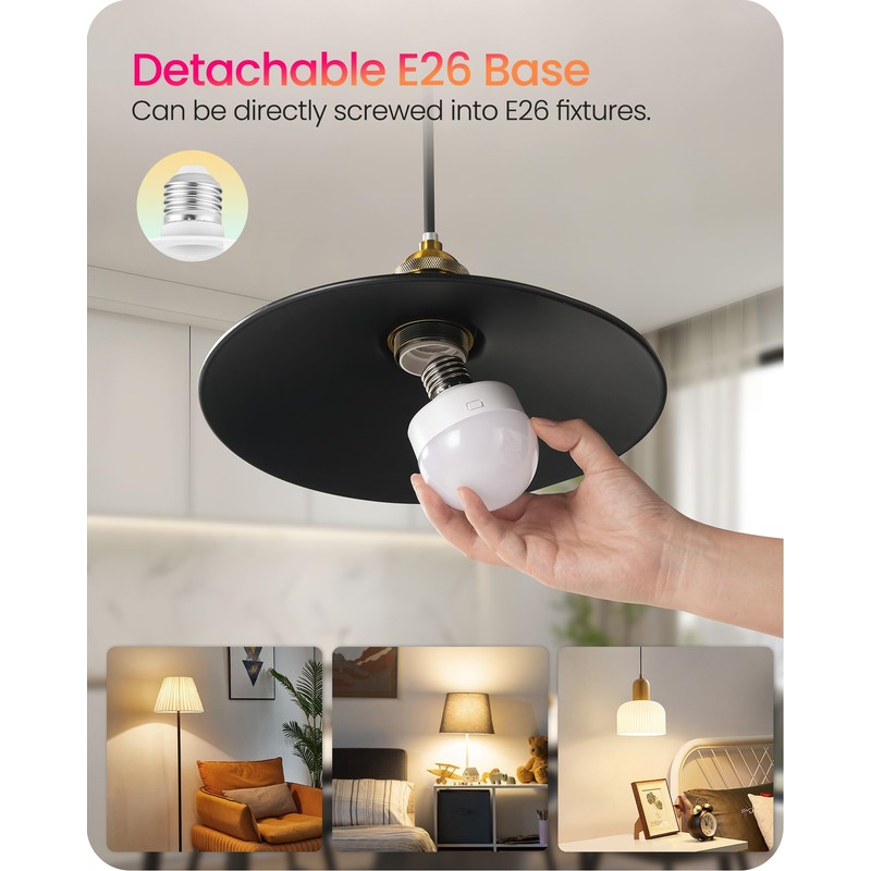 GOEBLESON Rechargeable Light Bulbs with Remote Control, Battery Operated Light