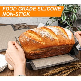 Silicone Bread Loaf Pan Liner, 2 Pack Reusable Silicone Bread Sling Loaf Pan Lifters for 9x5" or 1.5lb Loaf Pans, Nonstick Dough Transfer Tool for Baking