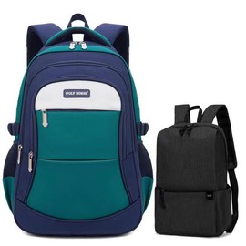 SAIA TIAN Large Capacity trvel Backpack with Laptop Sleeve and Water Bottle Holder, Green (Dark blue with green)