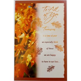 Happy Thanksgiving Greeting Card - To All Of You/Group - Holiday Wish (Fall Leaves)