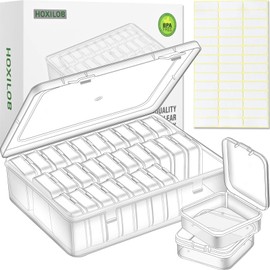 Bead Organizer Box, 30pcs Small Clear Plastic Storage Containers, Craft Storage Box Features Hinged Lid and Labels, Mini Boxes for Bracelets, Jewelry, Diamonds, Clay Beads, Screws, Seeds, Small Parts