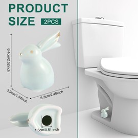 2pcs Toilet Bolt Caps, Rabbit Shape Ceramic Toilet Bolt Covers Hidden Toilet Screw Cover Caps Decorative Toilet Bolt Caps Animals for Bathroom Decoration (Male Rabbit)