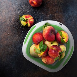 Relaxdays Foldable Colander, Pasta Strainer Kitchen & Camping, Plastic Draining Basket, H x W x D: 13.5 x 33.5 x 32.5 cm, Green/White