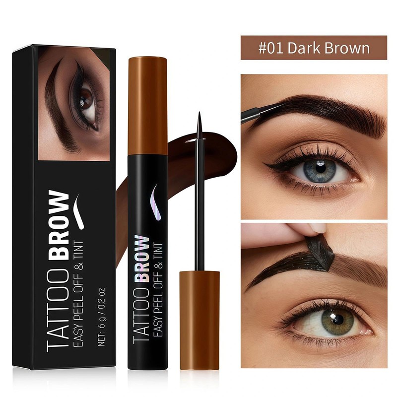 Peel Off Eyebrow Tint Dark Brown, Long Lasting Tattoo Brow
