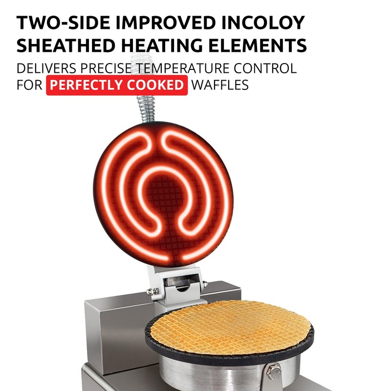 ALDKitchen Waffle Cone Maker | Nonstick Coating (1-Head)