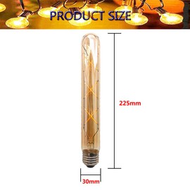 ZRJIA E27 T30 225mm Decorative LED Bulb Vintage Retro Industrial Antique Edison E27 T30 6W 600lm 2700K Warm White 360° 230V, No Flicker, Not Dimmable (Pack of 2)