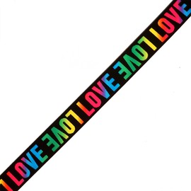 4-Yards 1-1/2" Love Elastic Stretch Ribbon Trim for Stretch Elastic Band, Headband, Hand Band and Waist Belt (Rainbow/Black), TR-11609