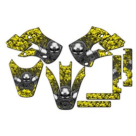 All Years RM 65 Flaming Gearhead Yellow Senge Graphics Base Kit Compatible with Suzuki