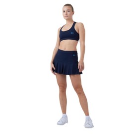 Sportkind Girls & Women Bell Tennis Hockey Sports Skort Skirt with Inner Shorts Breathable UV Protection, navy blue