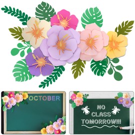 codree 34 Pcs/2Set 3D Flowers Classroom Bulletin Board Decoration, Paper Flowers Chalkboard Wall Classroom Decor, Colorful Floral Bulletin Board Cutouts Border for Back to School Graduation Home Decor