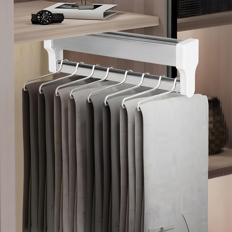 DBREAKS Extendable Clothes Rail for Pull-Out Clothes Hangers, Wardrobe Rail,