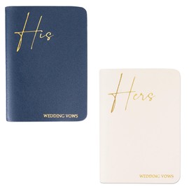 Czzmy 2 Pcs Wedding Vow Books His and Hers,Wedding Vows Journal Wedding Day Officiant Book 5.9 x 3.9 Inch,Wedding Gifts 12 Pages/Pcs(2-Blue White)