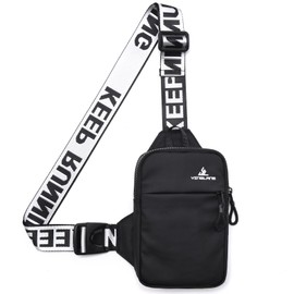 Vaudarkit Mini Crossbody Sling Bag for Women Men Casual Chest Phone Bag Waterproof Sling Backpack Small Shoulder Bag for Workout Travel (Black, Mini)