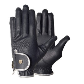 AK Synthetic Grip Horse Riding Gloves All Season Unisex Equestrian Gloves (Navy/Silver, L)
