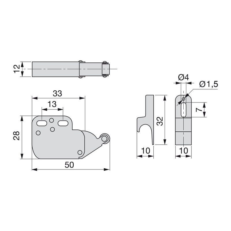 Emuca 1275415 Mini-latch/automatic pressure lock for hinged furniture door, Set
