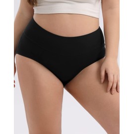 INNERSY Women's Waist Briefs Cotton High Waist Briefs (44-62) Pack of 4, black