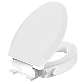 Aünsffer 2.91in Toilet Seat Riser with Bidet Function, Raised Toilet Seat Elongated 18.5 Inch, Bidet Wash + Female Wash 2 Mode, no Electric Cold Water Only, for Elderly Disabled Pregnent