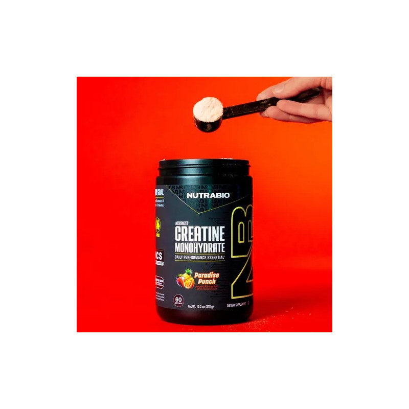 Creatina NutraBio Micronizada Monohidratada Micronized Creatine Monohydrate Powder, 300g
