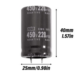 Cermant 2 pcs 450V 220UF Electrolytic Capacitors Snap in Electrolytic Capacitor 25X40mm(0.98x1.57in) Long Life, High Stability, Electronic Component for Adapter Inverter