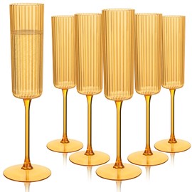 24 Pack Amber Plastic Champagne Flutes for Weddings Birthdays