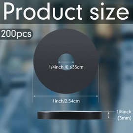 Rubber Washer Heavy Duty Abrasion Resistant Rubber, 1 OD x 1/4 ID x 1/8 Thickness Rubber Flat Washer Flat Rubber Grommets Black Rubber Washers for Bolts Spacers, Vibration Suppression (200 Pieces)