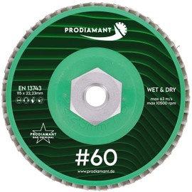 PRODIAMANT Fan Diamond PDS Sanding Discs 115 m Tiles & Natural Stone K60 Hybrid Slats for Dry Sanding