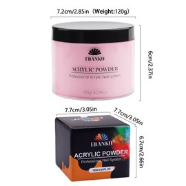 120g/4.23oz Pink Acrylic Powder, EBANKU Acrylic Powder Large Capacity Professional Acrylic Nail Powder for Nail Acrylic Extension, Nail Carving, Long-Lasting, No Nail Lamp Needed