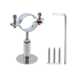 Chinflly 2 PCS Pipe Supports,304 Stainless Steel Wall Mount Ceiling Mount Pipe Bracket Clamp with Screws Fit for Pipe OD 42-45mm(1.65"-1.77"),Adjustable Height 50-95mm(2"-3.74")