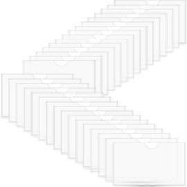 Self-Adhesive Business Card Pockets with Top Open for Loading, Card Holder for Organizing and Protecting Your Cards or Photos, Crystal Clear Plastic (3.7 x 2.3 Inches, 30 Packs)
