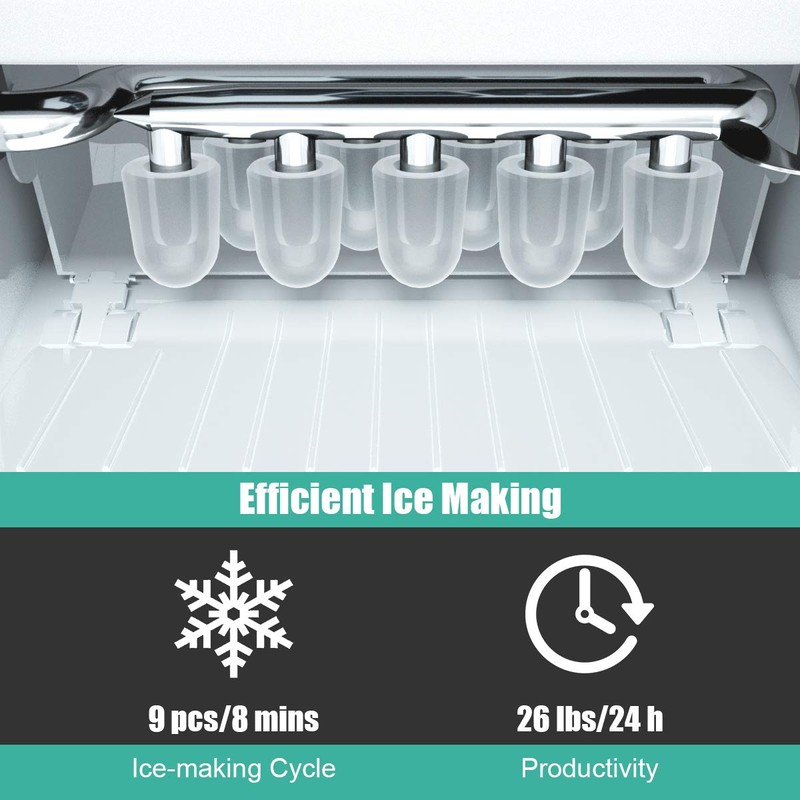 COSTWAY Countertop Ice Maker, 26Lbs/24H Portable Ice Machine with Self-Cleaning