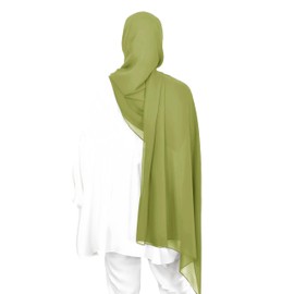 Premium Chiffon Hijab Head Scarf Shawl Wrap for Muslim Women Lightweight (Lime Green)