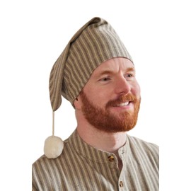 Lee Valley, Ireland - Men's Cotton Flannel Nightcap One Size (LV14 Beige Green Maroon Stripe)