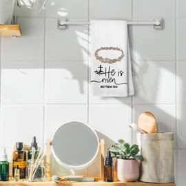 Liosei Christian Kitchen Towels and Dishcloths, Easter Grapevine Wreath Towel Decor, Christian Bible Verse He is Risen Decorative Drying Cloth Dish Hand Towels for Bathroom Kitchen Decor, 16×24Inches