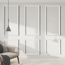 PALMPOP Peel and Stick Wall Molding Kit of 6 Frames,Premade Accent Wainscoting Panels, Ready to Molding Trim for Living Room Bedroom Corridor Home Interior Wall Panel Decor (54x24in)