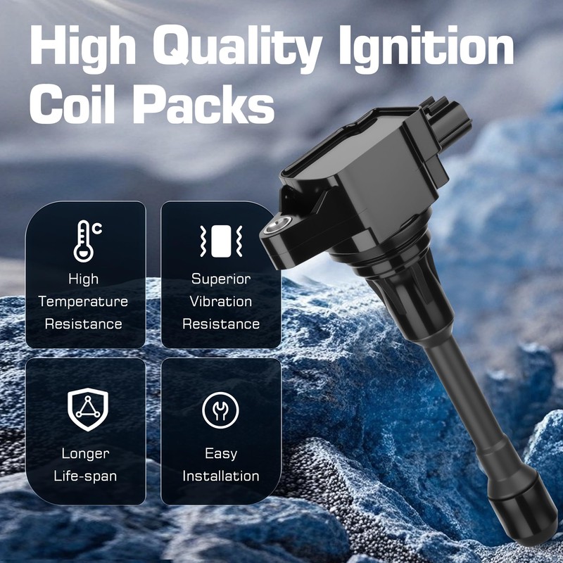 Ignition Coil Pack and Iridium Spark Plug Compatible with Nissan