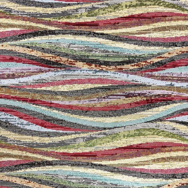 Cotton Woven Tapestry Upholstery Fabric Material Waves 1MTR