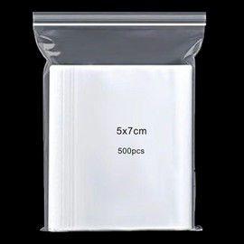 Pack of 500 Ziplock Bags, Resealable, 5 x 7 cm, Small Zip Bags, Ziplock Bags, Transparent PE Poly Bags, Clear Plastic Bags, Zip Bags for Pack Ziplock Bags
