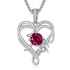 JIYVY32 White Gold Faith Heart Necklace Ruby Necklace July Birthstone
