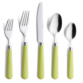 ANNOVA Silverware Set Stainless Steel Colorful Tableware Kitchen Flatware Set Utensils, Includes Dinner Knives, Forks, Spoons, Salad Forks & Dessert Spoons (Light Green, 20 Pieces)