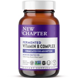 New Chapter Vitamin B Complex, Fermented Vitamin B Complex, USDA Organic, ONE Daily for Cellular Energy + Brain + Beauty, 100% Vegan, Gluten-Free - 90 Count
