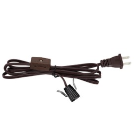 Creative Hobbies Clip-in Lamp Cord and 7w Bulb for Salt Lamps, Christmas Villages, Pumpkins & More - 6 Foot with On/Off Switch (Brown)