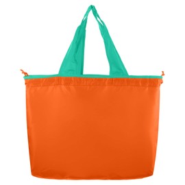 sourcing map Reusable Grocery Bags, 1Pcs 20" x 16" Washable Shopping Totes Fit in Pocket, Foldable Drawstring Lightweight Grocery Bag for Shopping, Camping and Traveling (Orange)