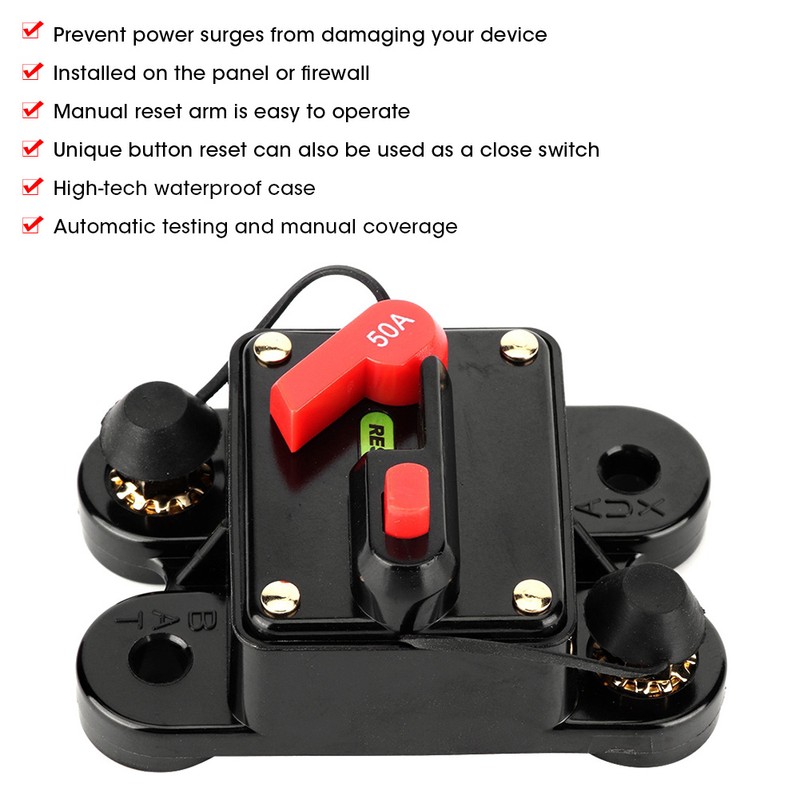 Car Audio Automatic Manual Reset Fuse Holder Circuit Breaker 12V