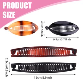 4 Pcs Banana Hair Clip for Fine Thick Hair, Double Comb Long Hair Clips Curly Hair Accessories Fishtail Hair Clip Combs Ponytail Hair Comb for Women