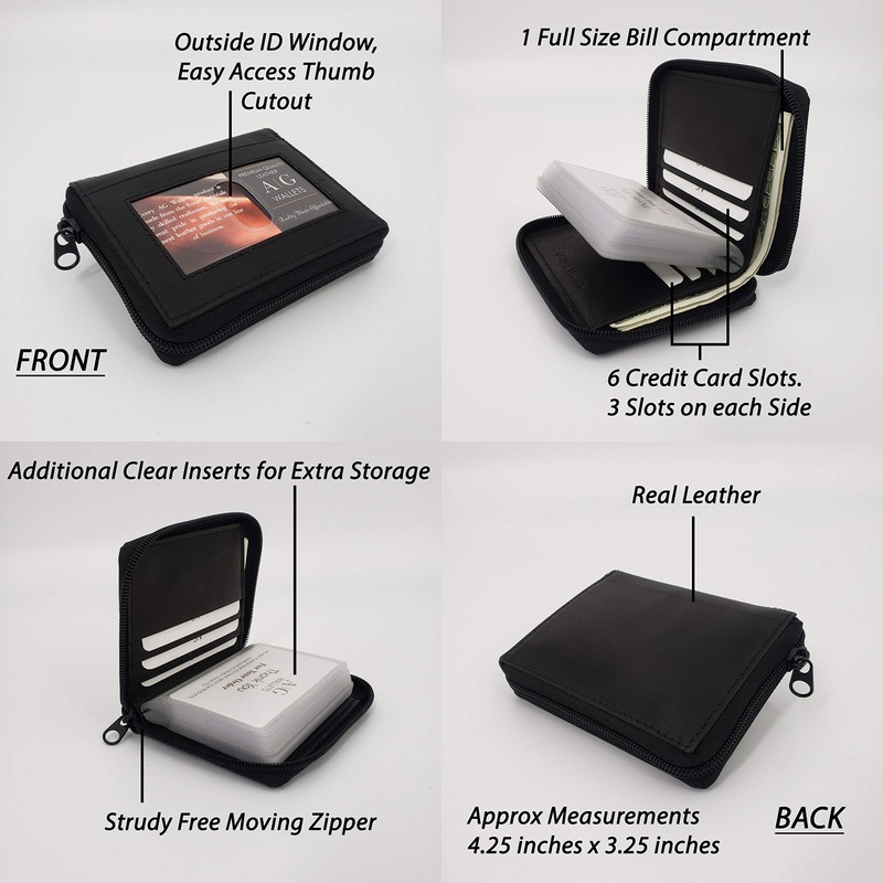 ag wallets Mens Zip Around Leather Wallet with Inserts (Brown)