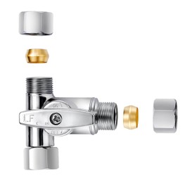 Pronese Lead-Free Brass 1Pcs Chrome-Plated Add-A-Tee 3-Way,3/8 Inch x 3/8 Inch x 1/4 Inch Angle Stop Valve For Reverse Osmosis Water Filters,Ice Maker,Refrigerator