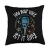 Singer Microphone Music Notes Musician Singing Vocal Throw Pillow