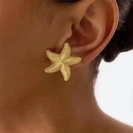 Starfish Conch Shell Earrings for Women Ocean Beach Nautical Style Summer Vacation Coastal Outfits Birthday Anniversary Jewelry Accessory
